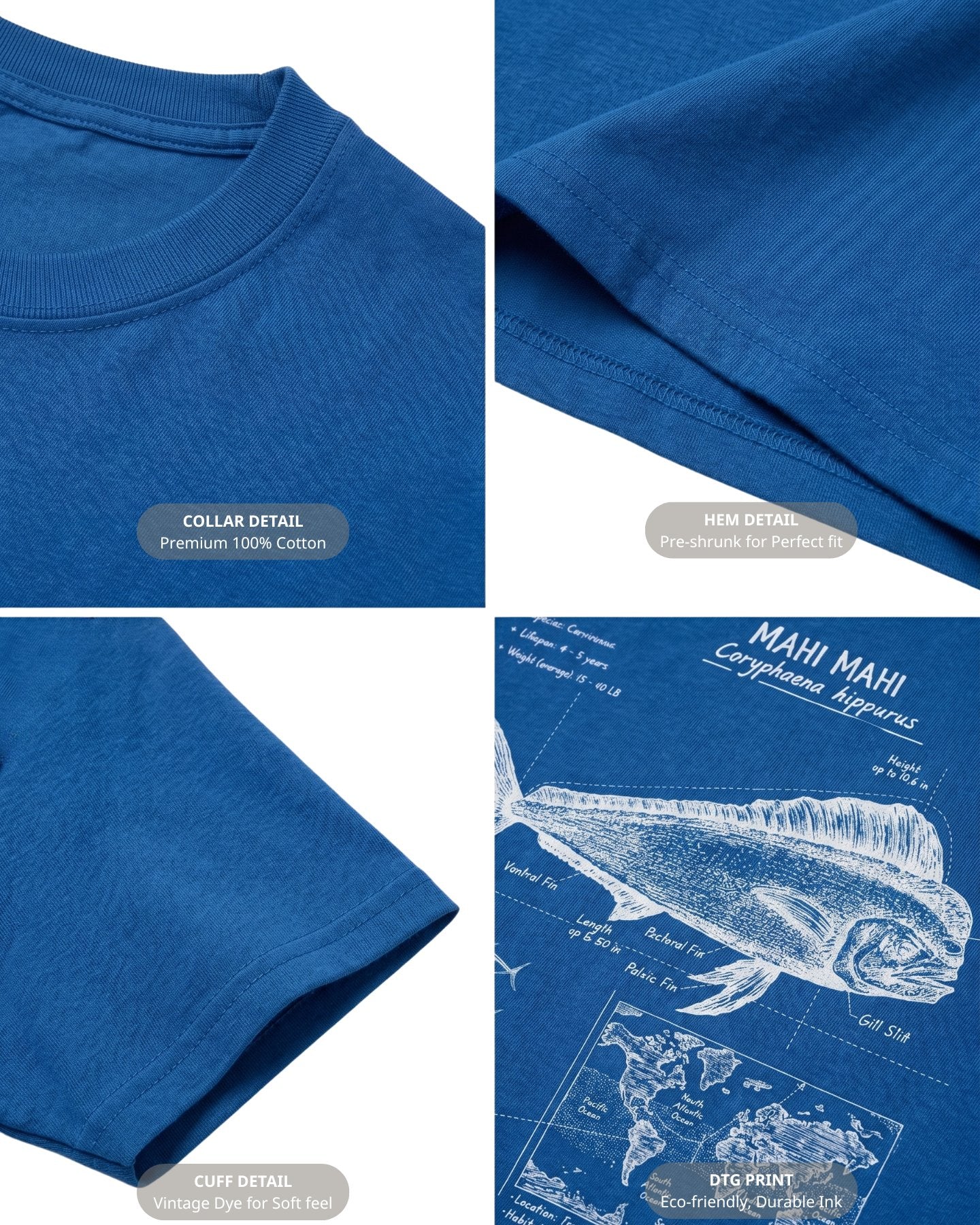 Mahi Mahi Anatomy Blueprint T-shirt