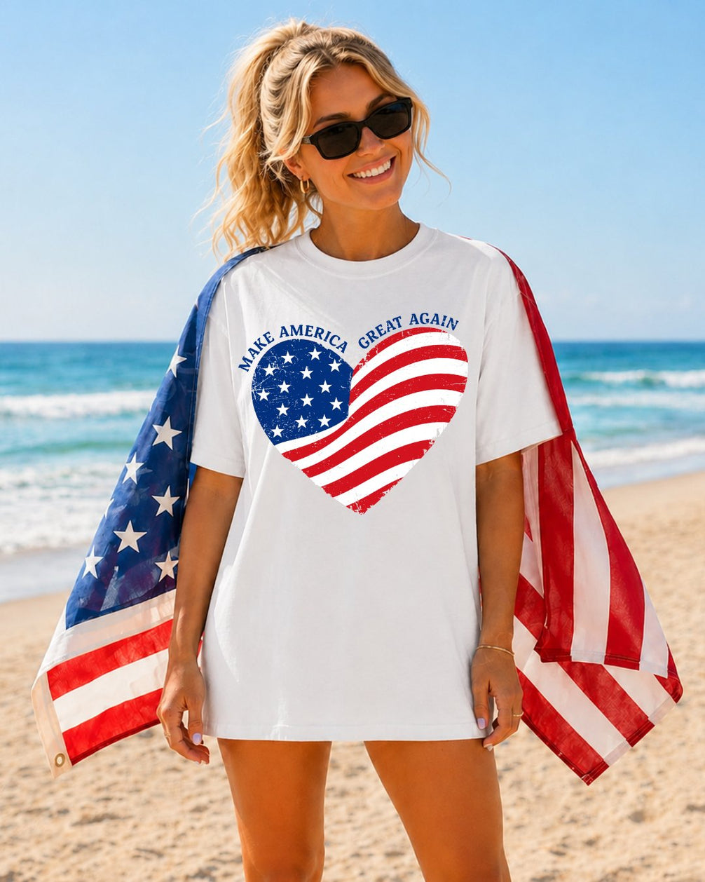 Make America Great Again Heart Flag T-shirt