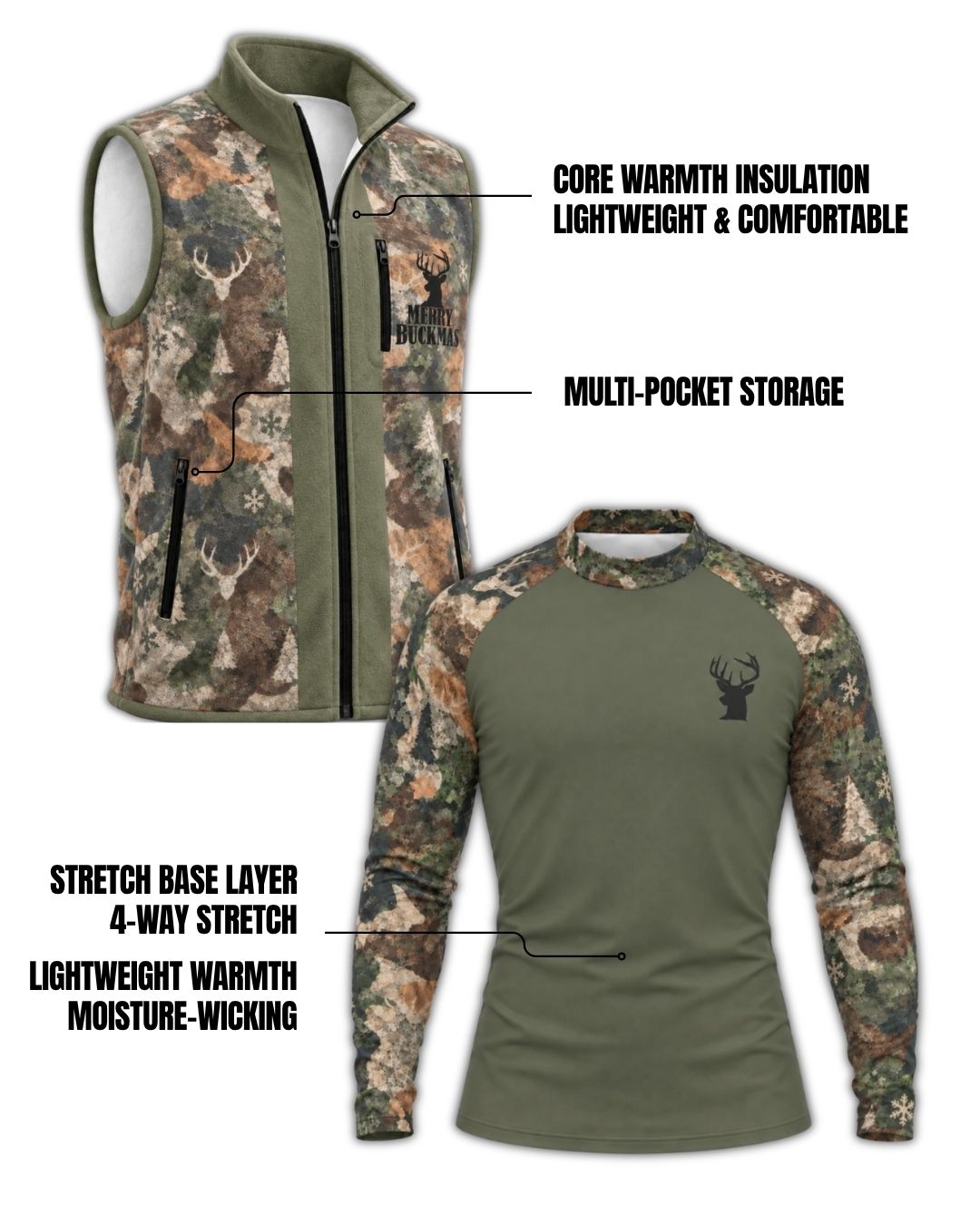 Combo detail - Merry BuckMas Camo Layering Series