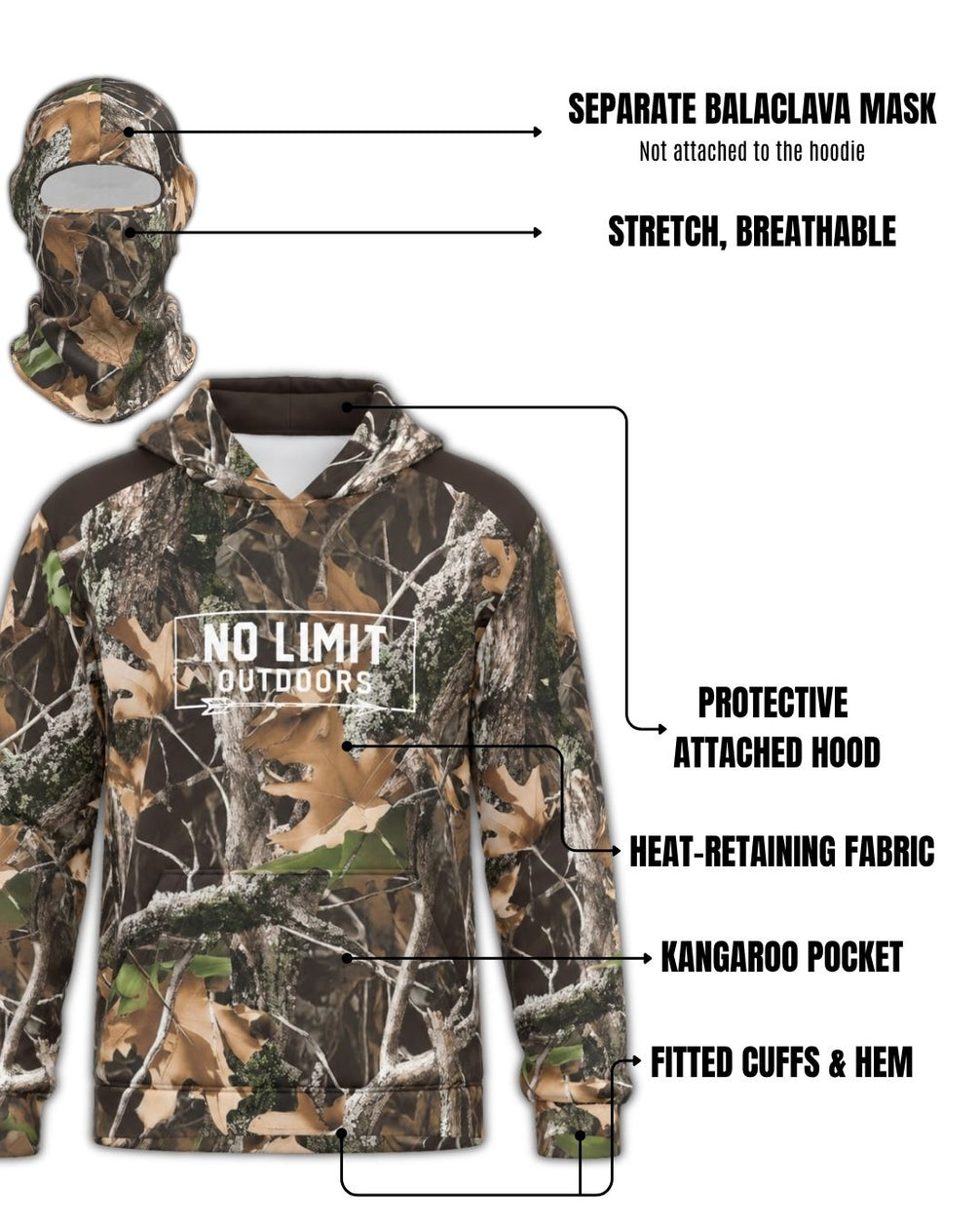 No Limit Outdoors Camo Balaclava Hoodie