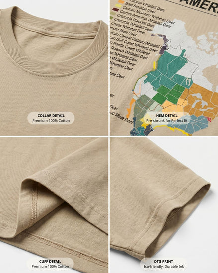 North American Deer Map T-Shirt
