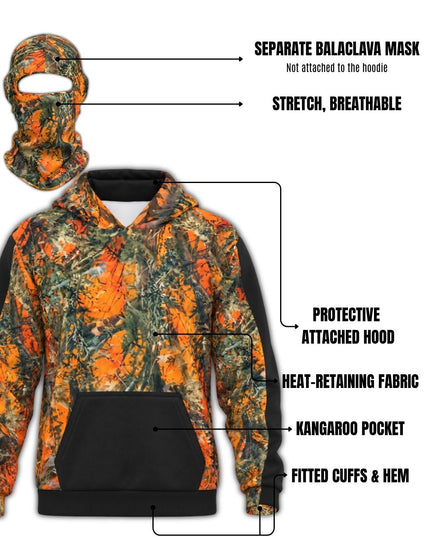 Orange Timber Camo Balaclava Hoodie