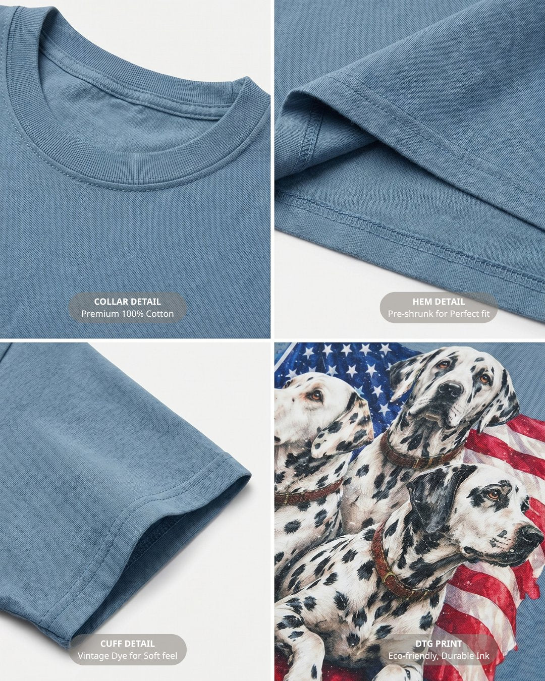 Patriotic Dalmatians Dog T-shirt