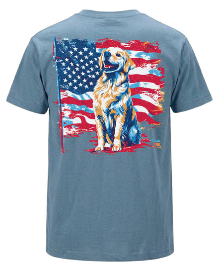 Patriotic Golden Retriever American Flag T-shirt