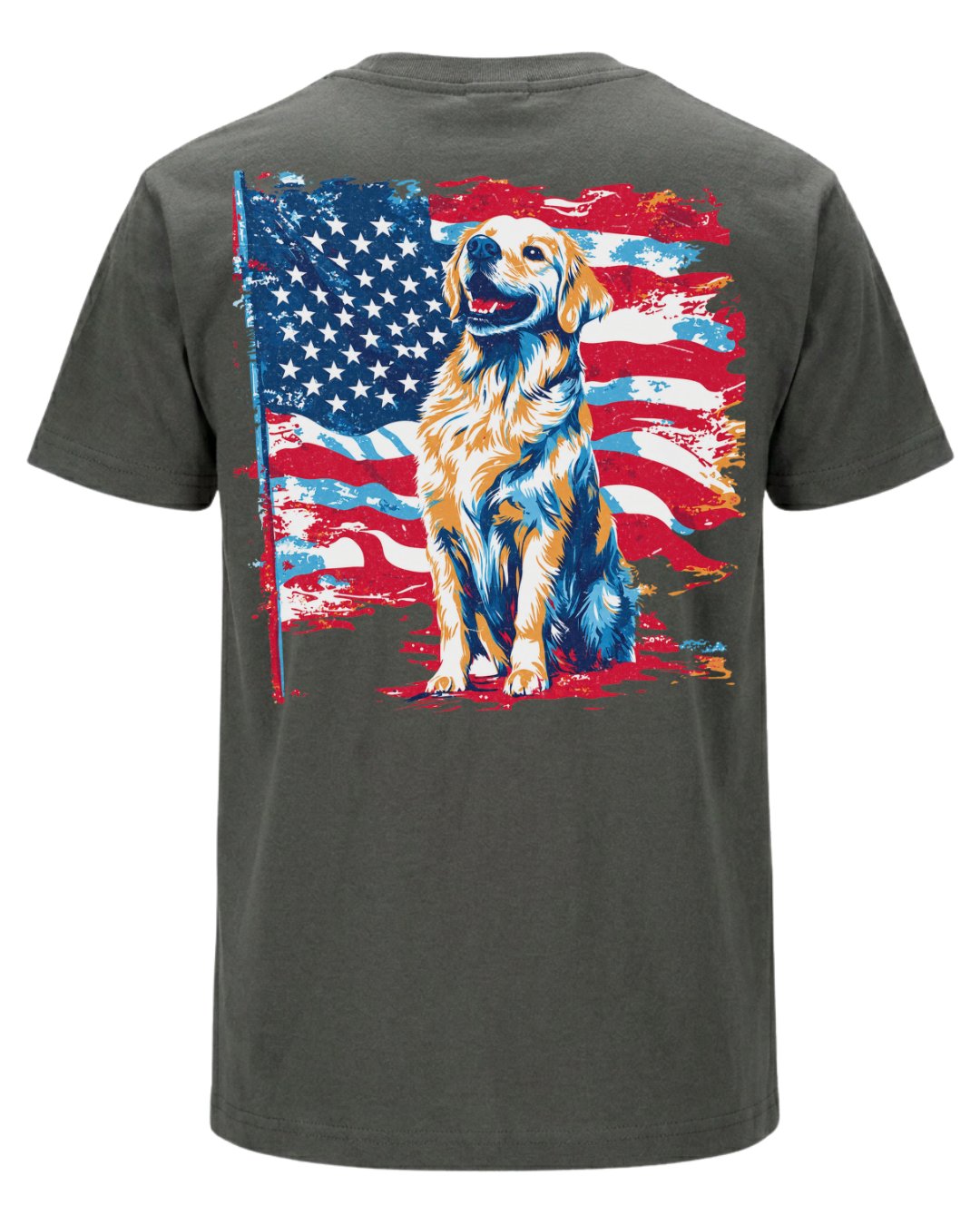 Patriotic Golden Retriever American Flag T-shirt