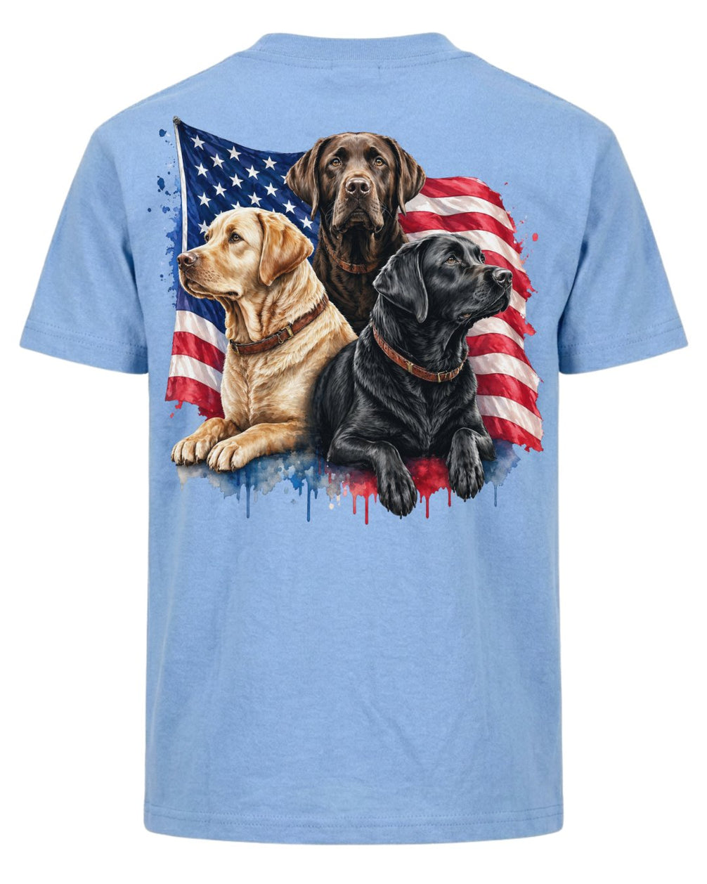 Patriotic Labrador Dogs Back Print T-shirt