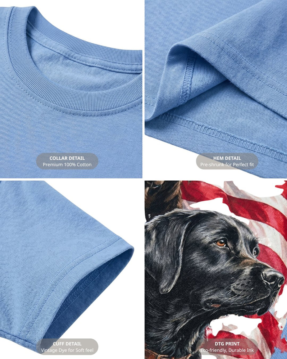 Patriotic Labrador Dogs Back Print T-shirt