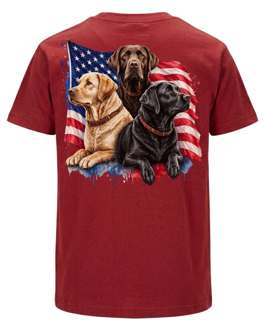 Patriotic Labrador Dogs Back Print T-shirt