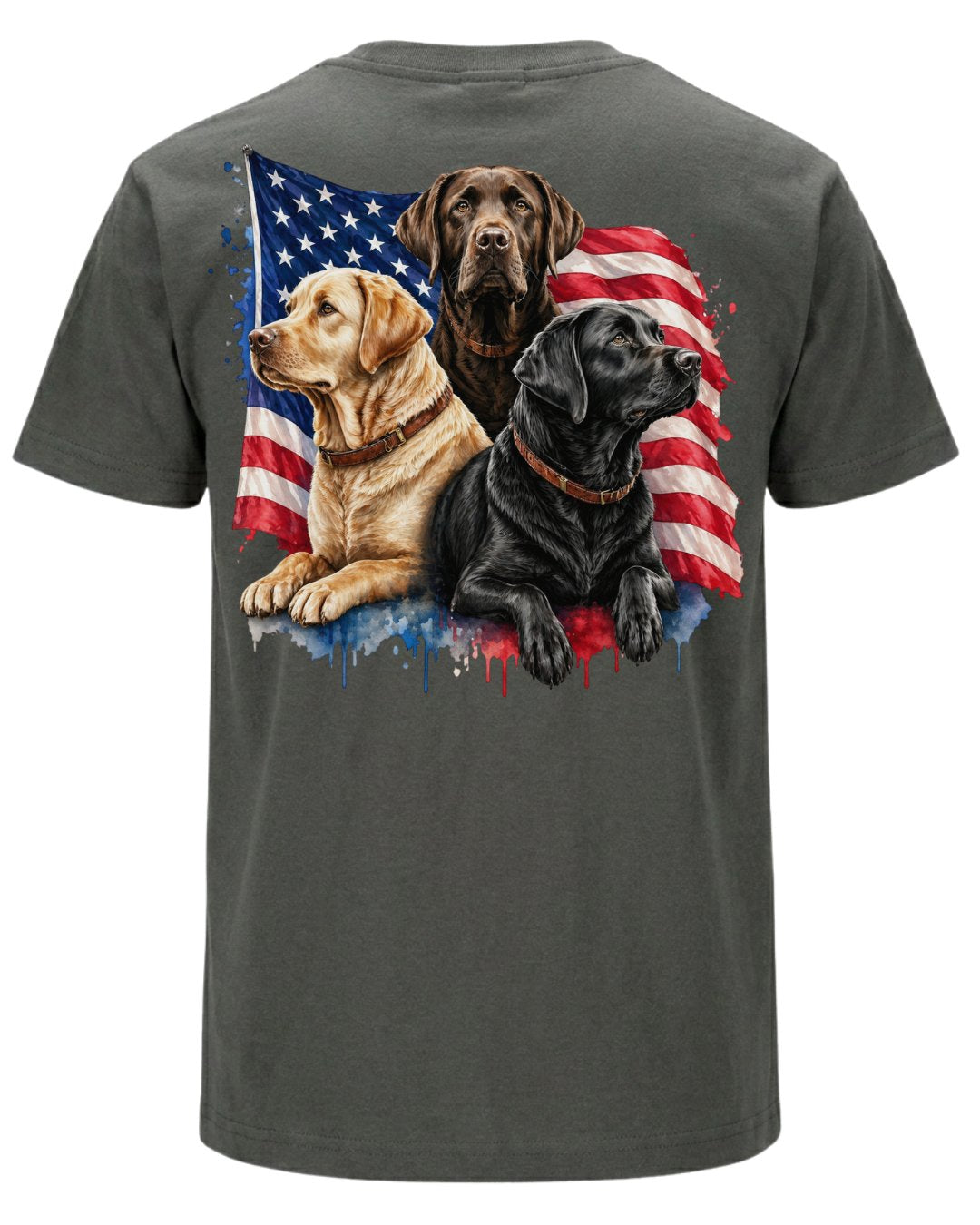 Patriotic Labrador Dogs Back Print T-shirt