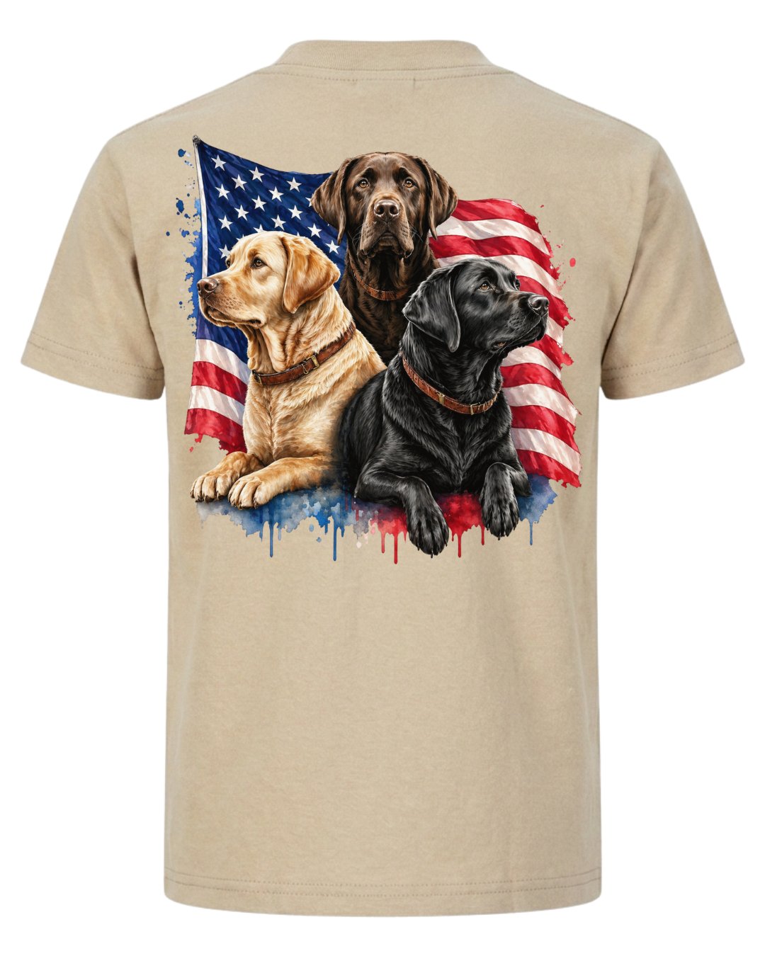 Patriotic Labrador Dogs Back Print T-shirt