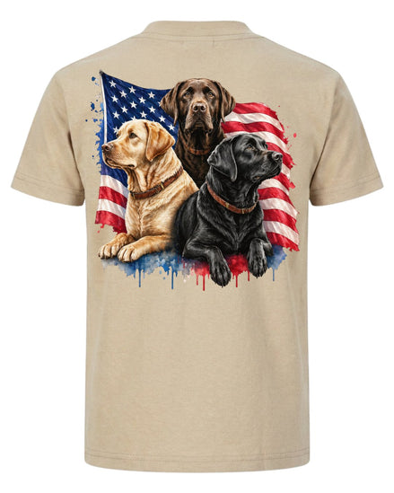 Patriotic Labrador Dogs Back Print T-shirt