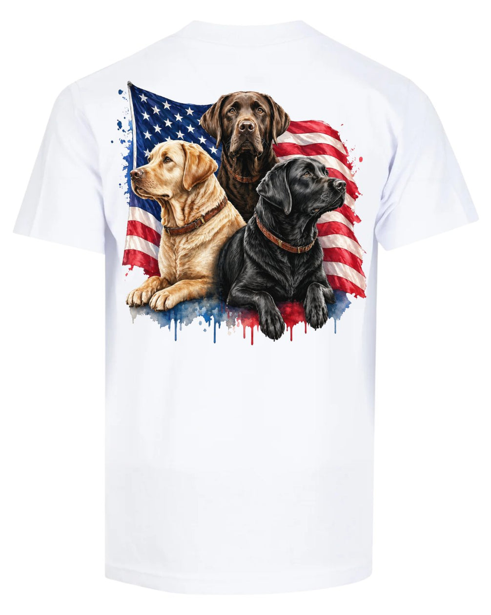 Patriotic Labrador Dogs Back Print T-shirt
