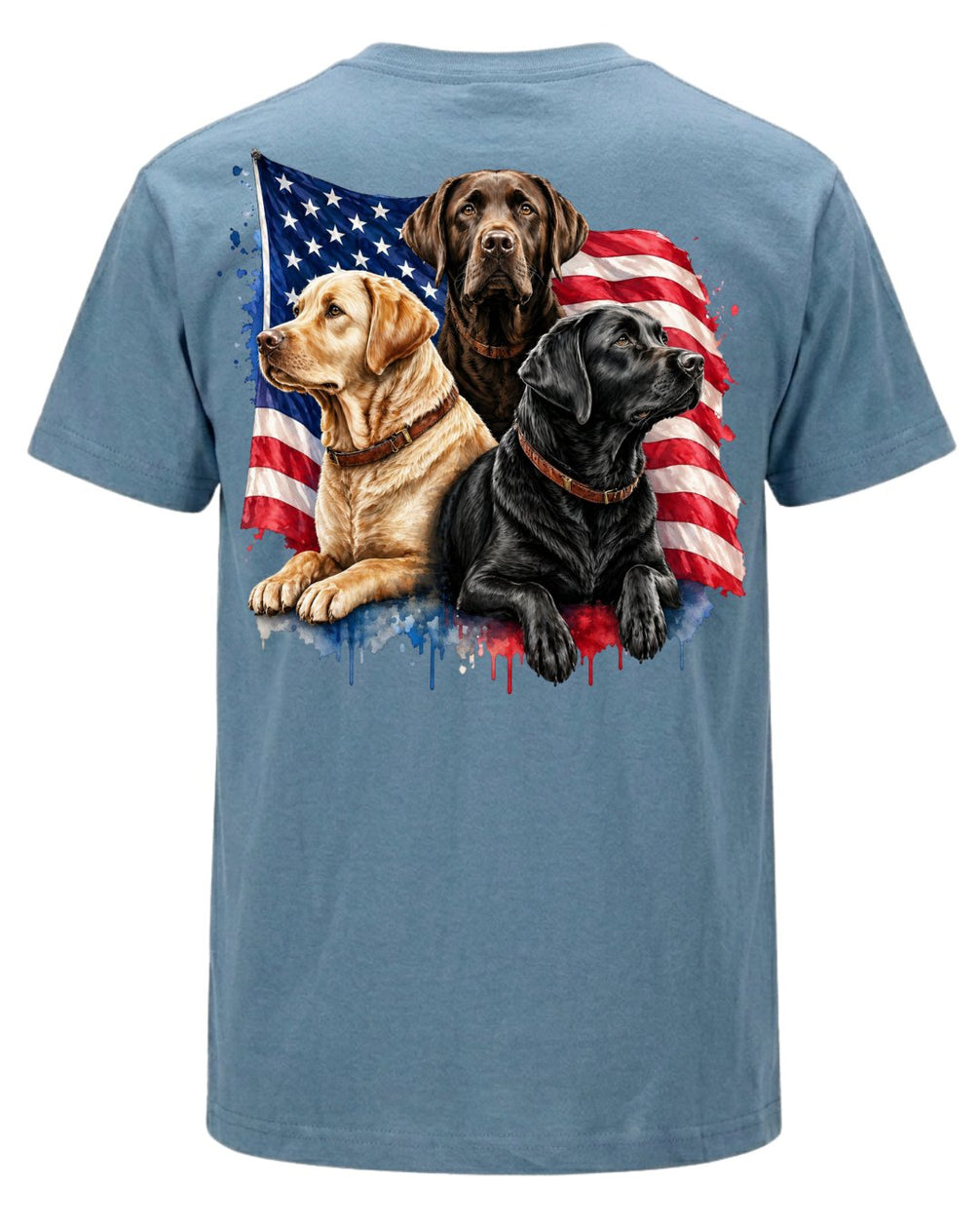 Patriotic Labrador Dogs Back Print T-shirt