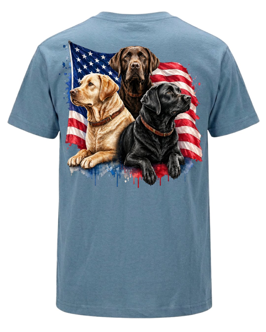 Patriotic Labrador Dogs Back Print T-shirt