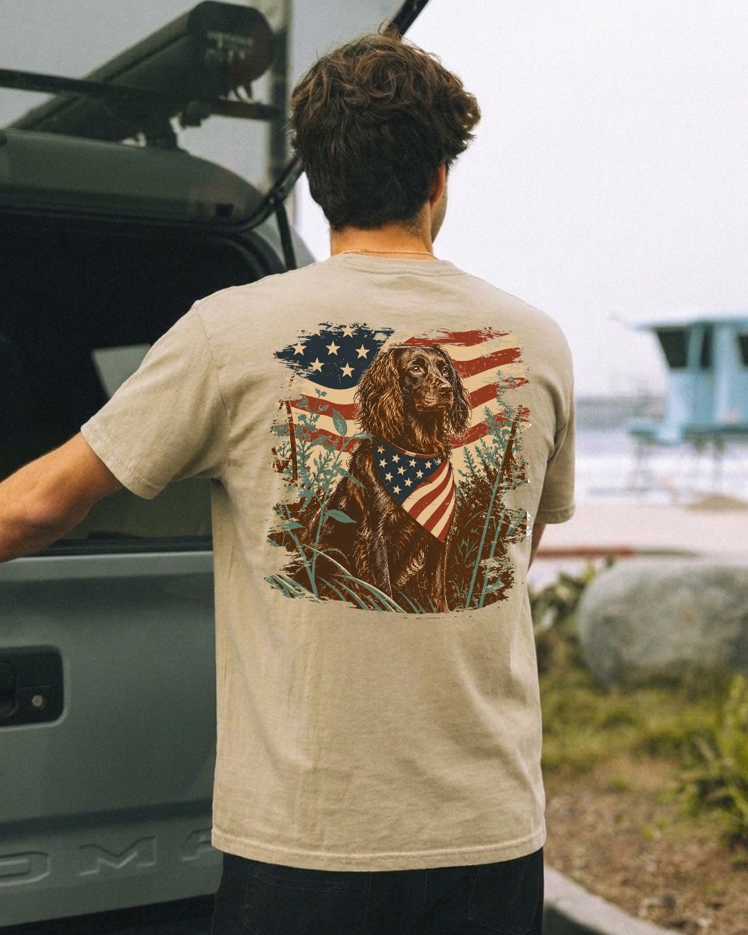 Patriotic Spaniel Hunting Dog T-shirt