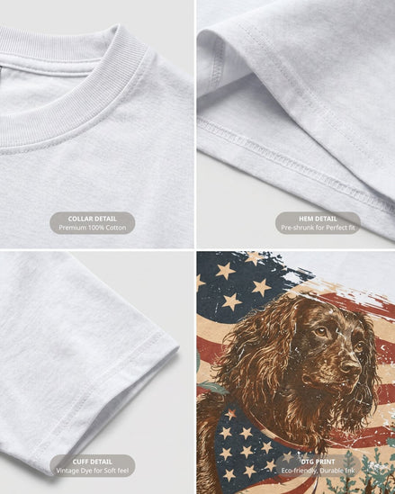 Patriotic Spaniel Hunting Dog T-shirt