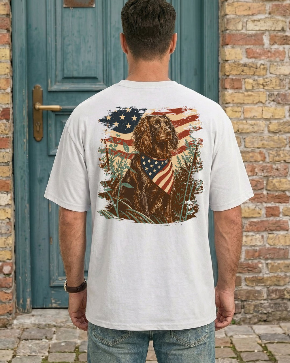 Patriotic Spaniel Hunting Dog T-shirt