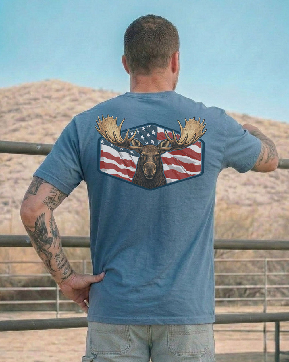 Patriotic Moose Hunting T-shirt