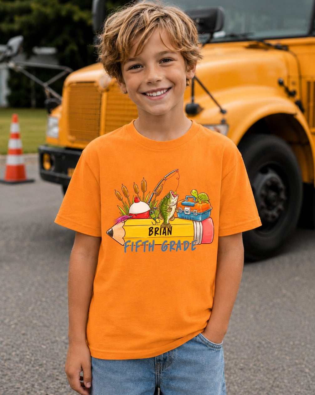 Personalizable Little Fisherman Back To School Youth Tee