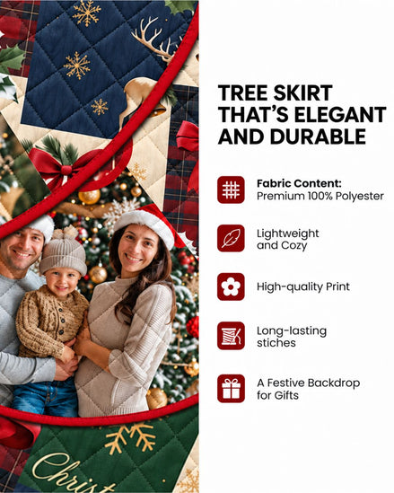 Personalized Christmas Patchwork Quilted Christmas Tree Skirt