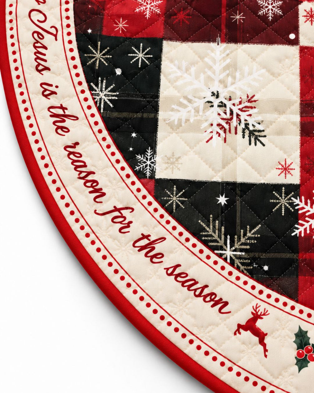 Personalized Classic Plaid Family Quilted Christmas Tree Skirt