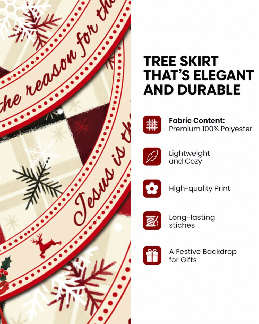 Personalized Classic Plaid Family Quilted Christmas Tree Skirt