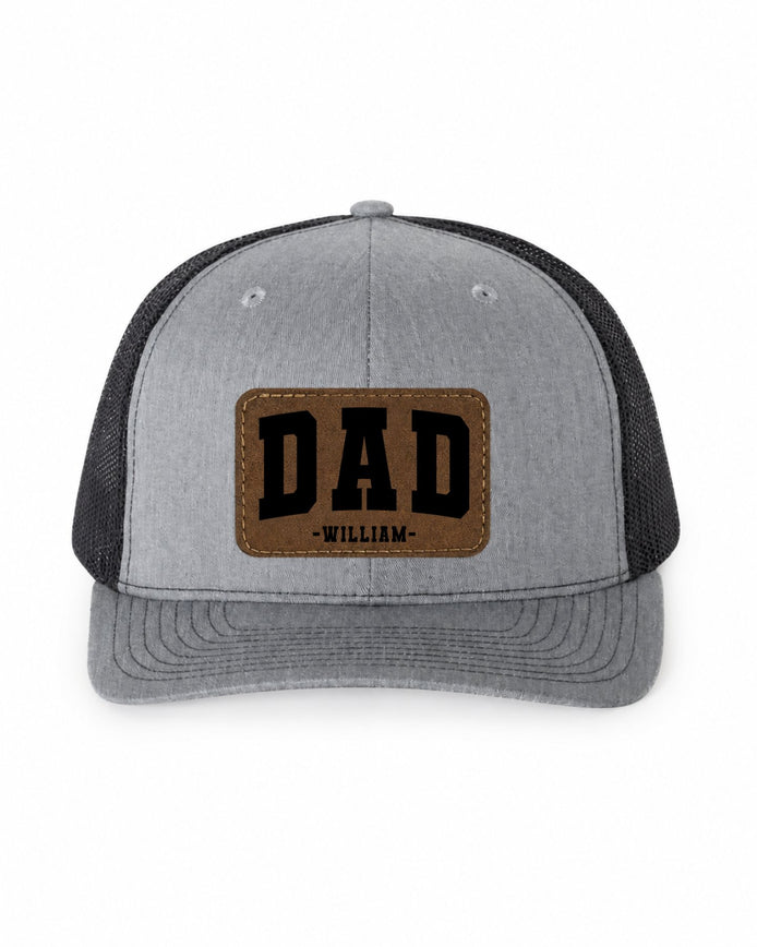 Personalized Dad Trucker Hat with Leather Patch