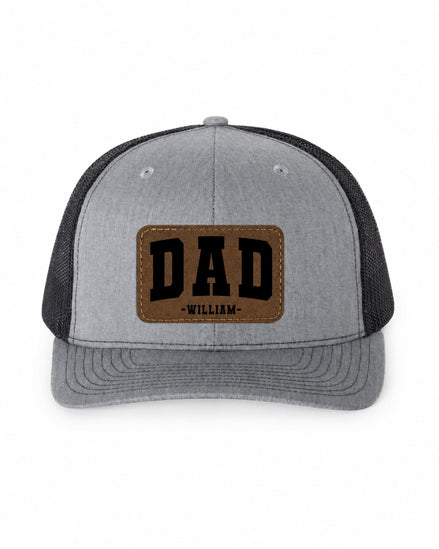 Personalized Dad Trucker Hat with Leather Patch