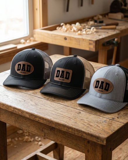 Personalized Dad Trucker Hat with Leather Patch