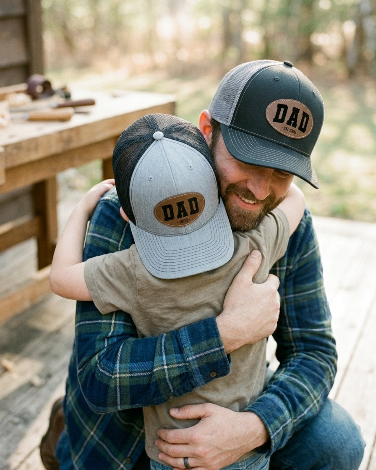 Personalized Dad Trucker Hat with Leather Patch
