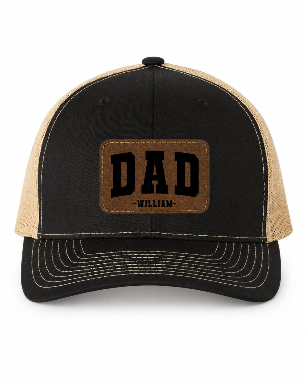 Personalized Dad Trucker Hat with Leather Patch