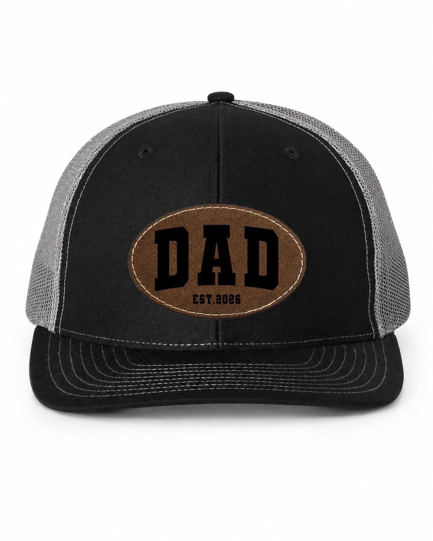 Personalized Dad Trucker Hat with Leather Patch