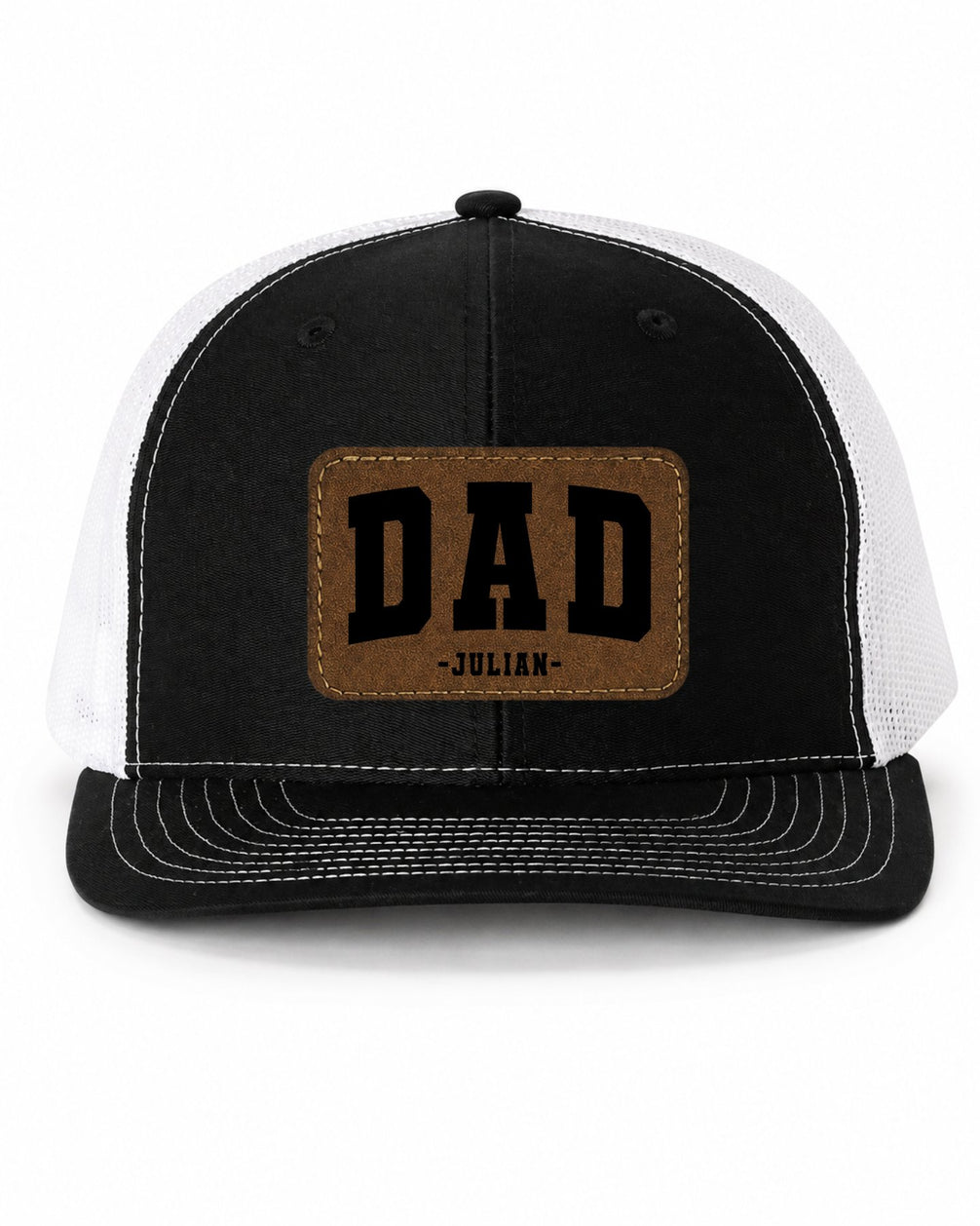 Personalized Dad Trucker Hat with Leather Patch
