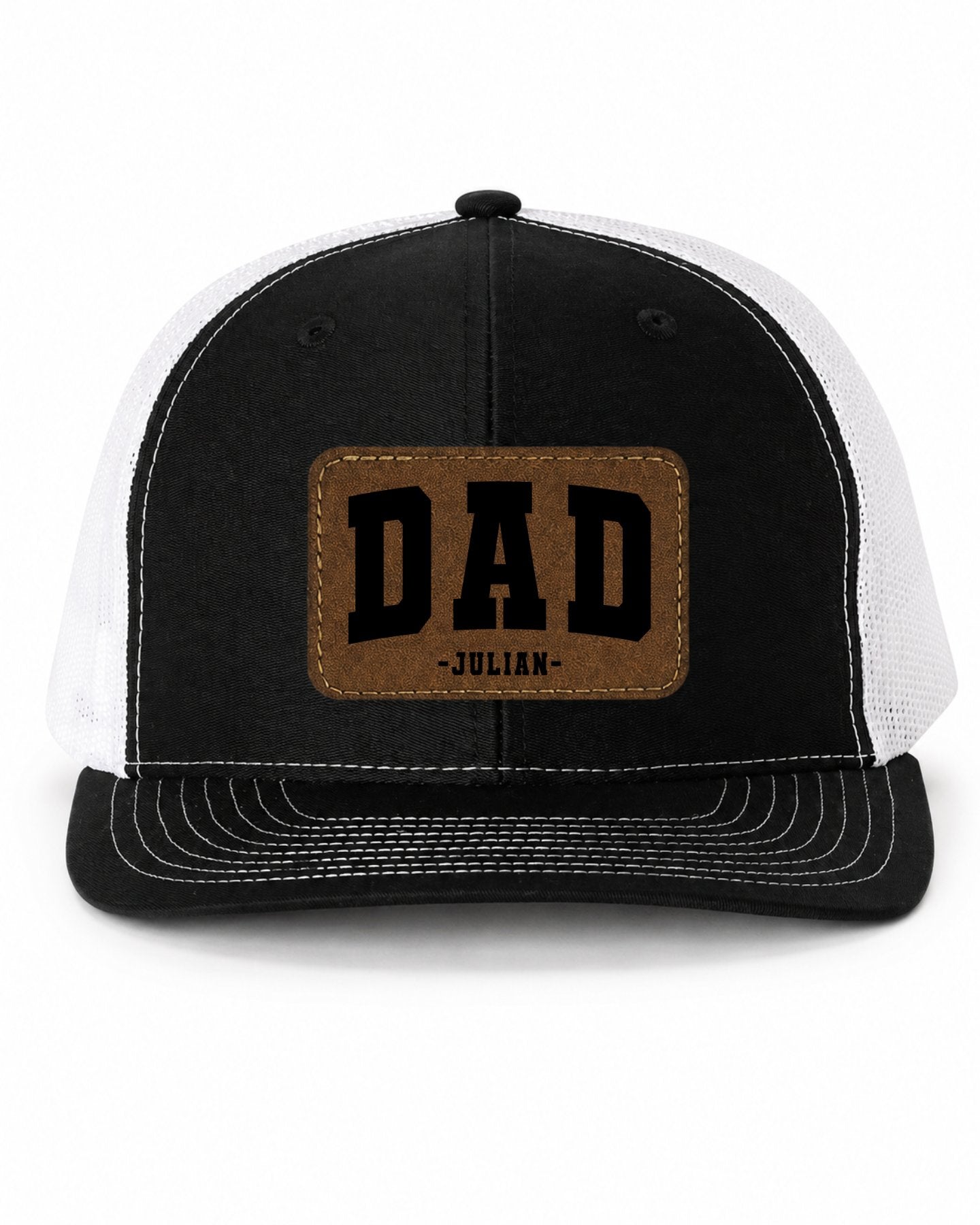 Personalized Dad Trucker Hat with Leather Patch