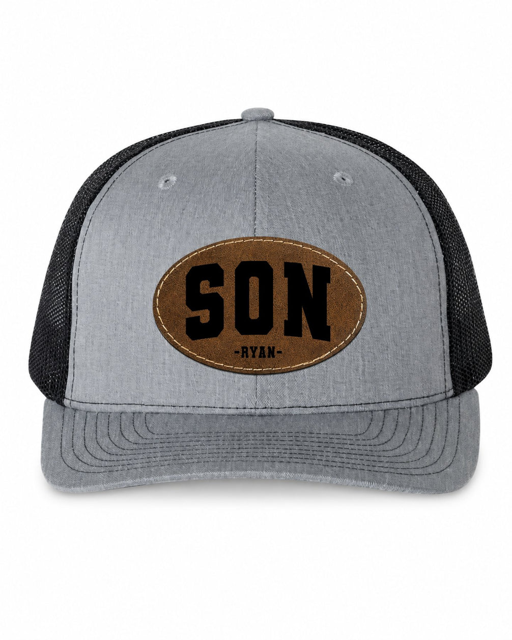 Personalized Dad Trucker Hat with Leather Patch
