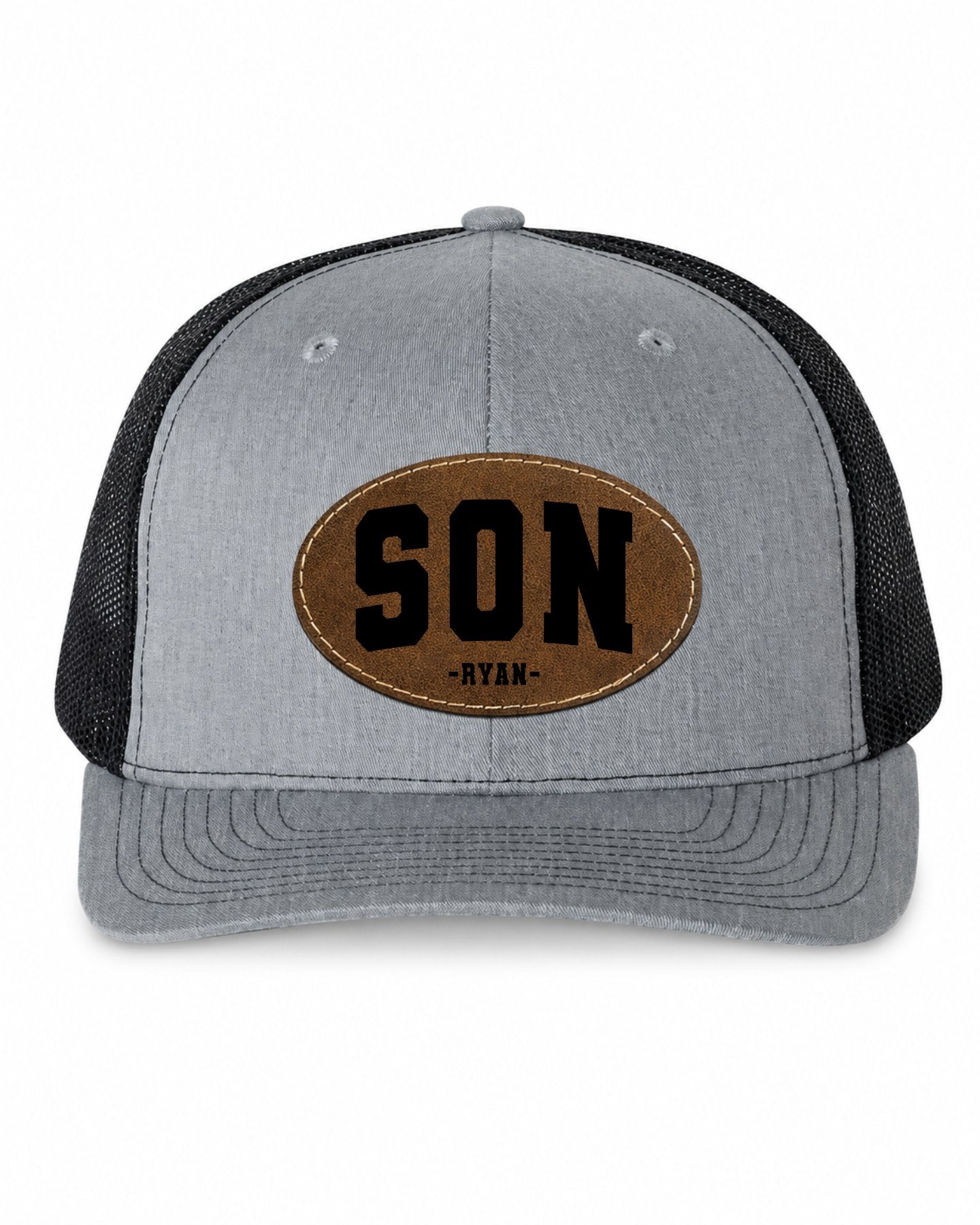 Personalized Dad Trucker Hat with Leather Patch