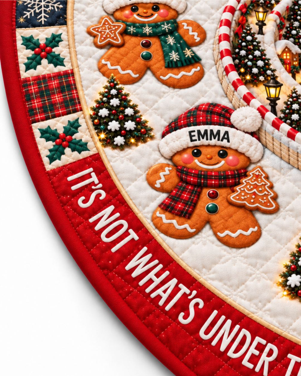Personalized Who's Around It Family Quilted Christmas Tree Skirt