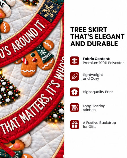 Personalized Who's Around It Family Quilted Christmas Tree Skirt