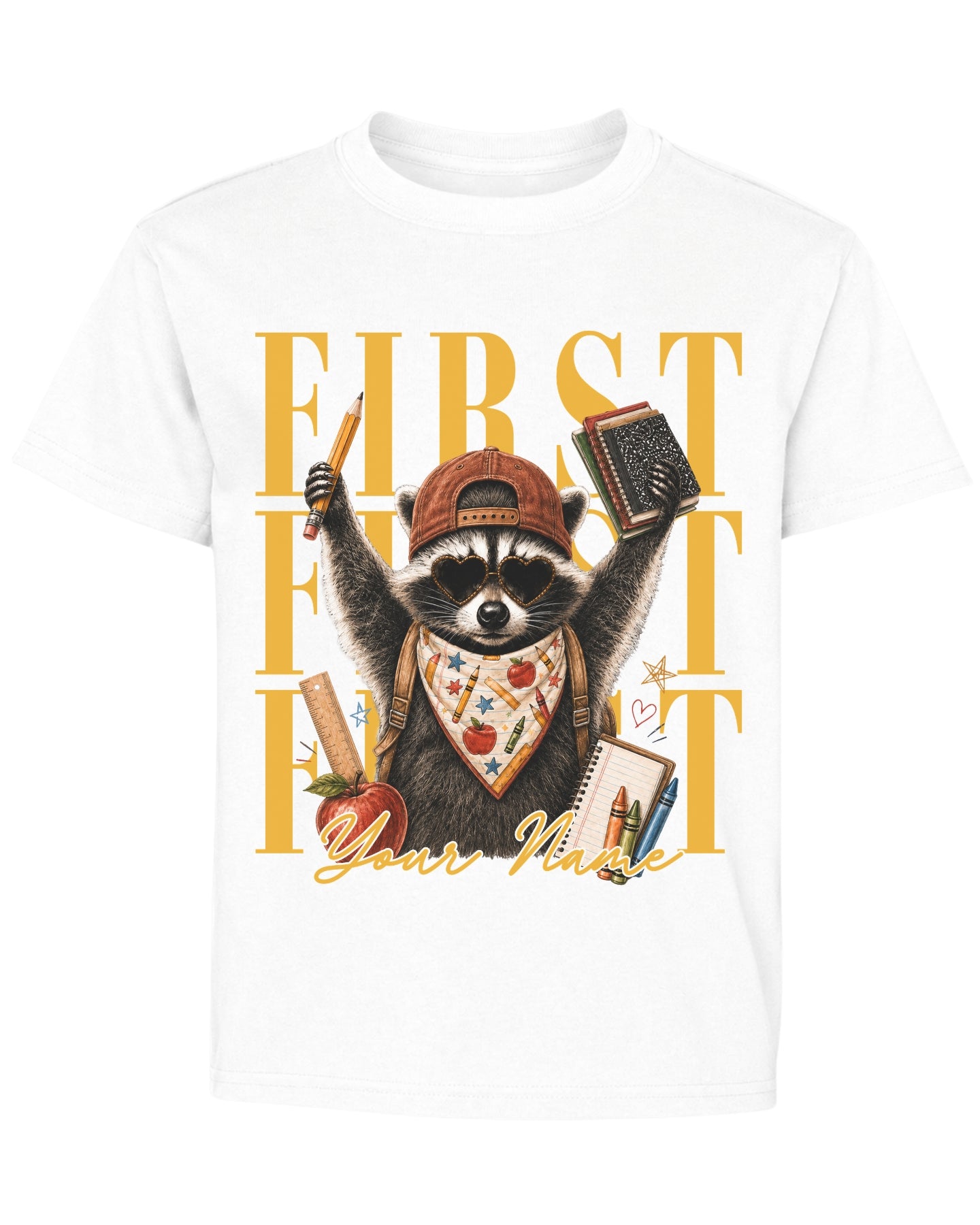 Personalized Your Name Funny Raccoon Fifth Grade Youth Tee
