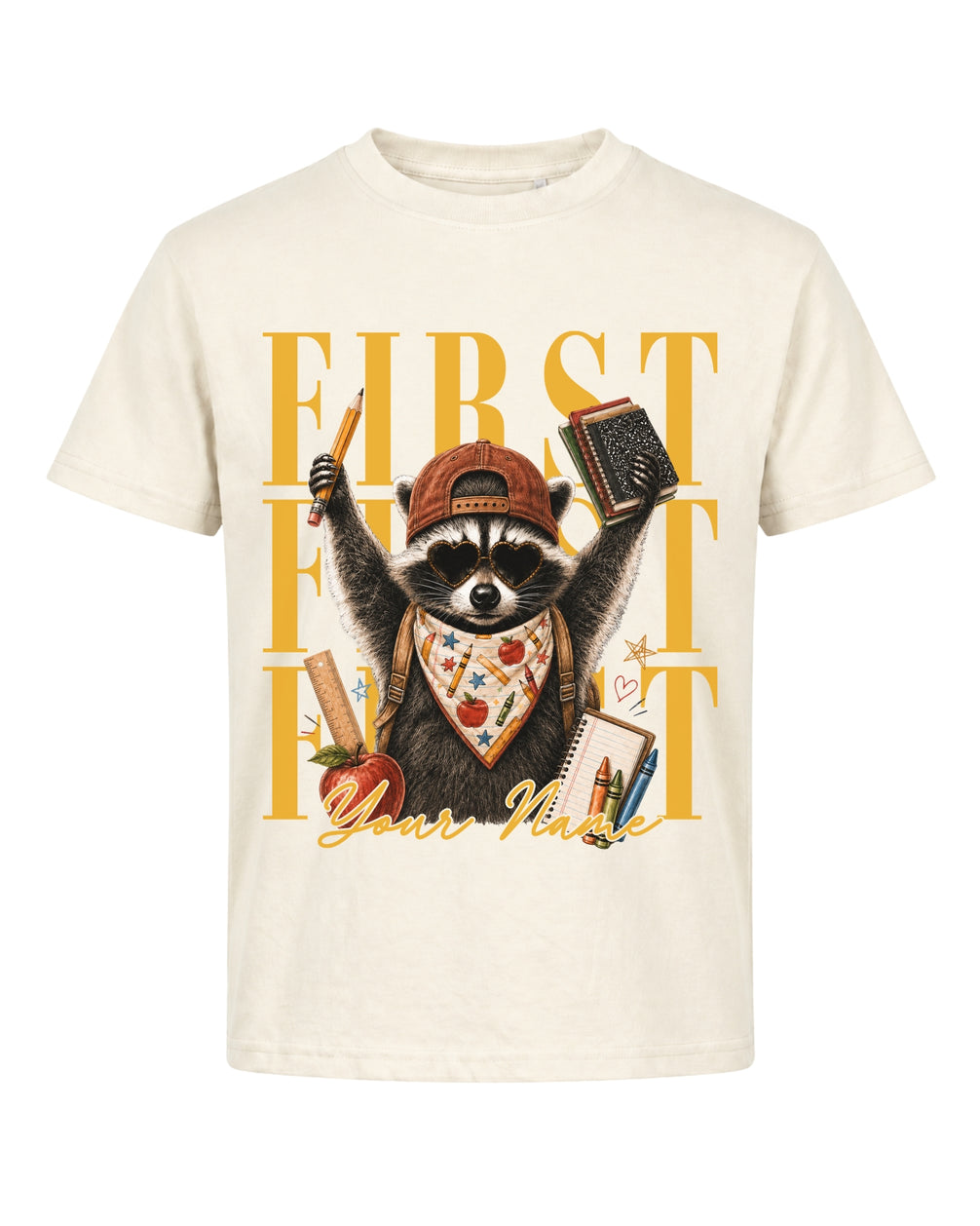 Personalized Your Name Funny Raccoon Fifth Grade Youth Tee