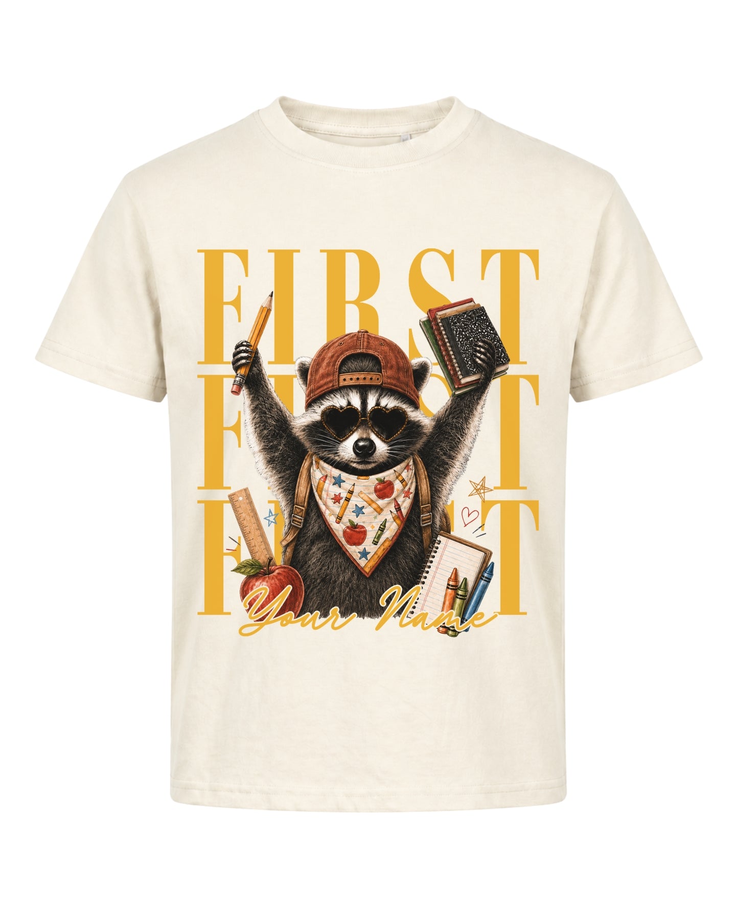 Personalized Your Name Funny Raccoon Fifth Grade Youth Tee