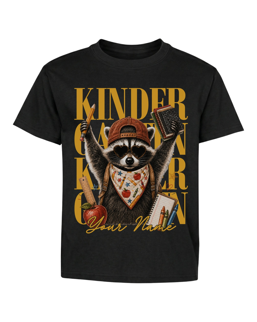 Personalized Your Name Funny Raccoon Fifth Grade Youth Tee