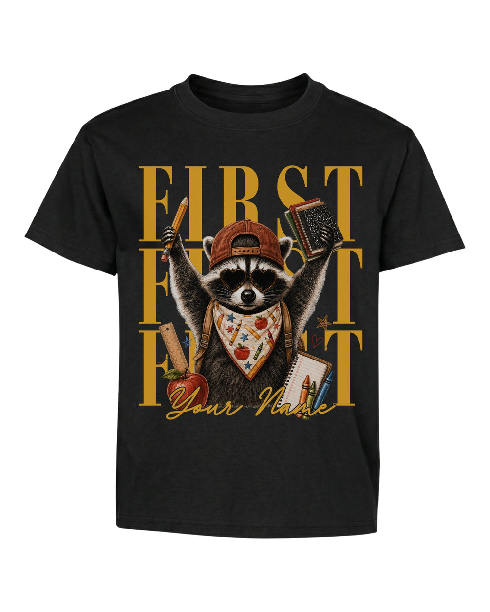 Personalized Your Name Funny Raccoon Fifth Grade Youth Tee