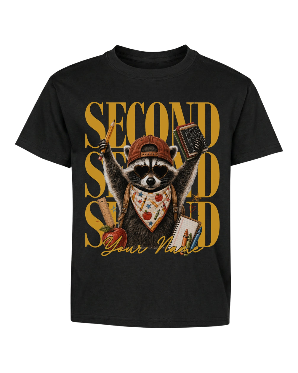 Personalized Your Name Funny Raccoon Fifth Grade Youth Tee