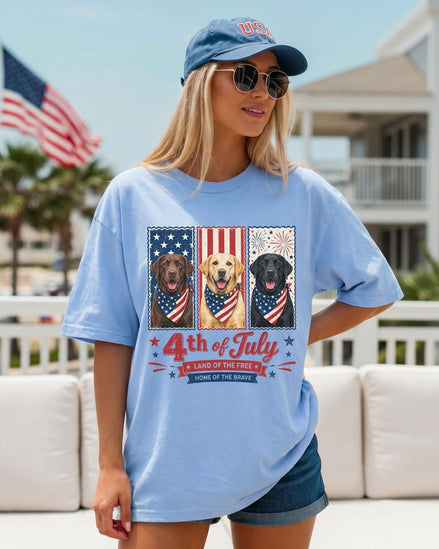 Red, White & Labrador Dogs T-shirt