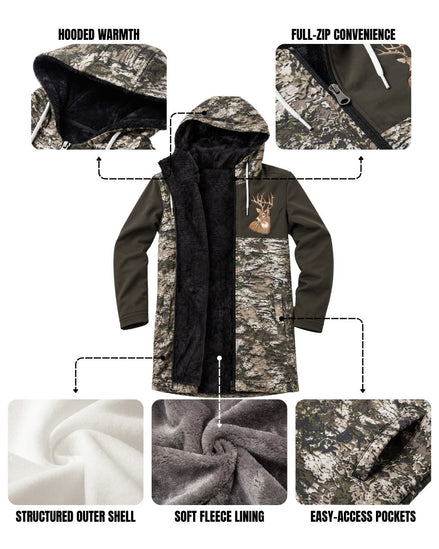 Kids' Silver Bark Camo Fleece‑lined Jacket