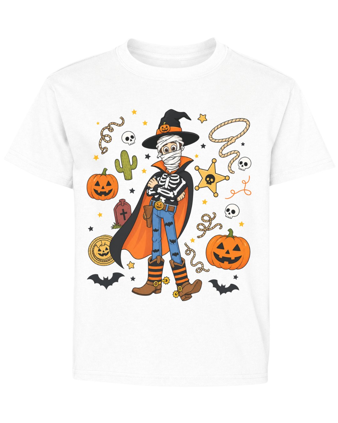 Spooky Cowboy Skeleton Youth Tee