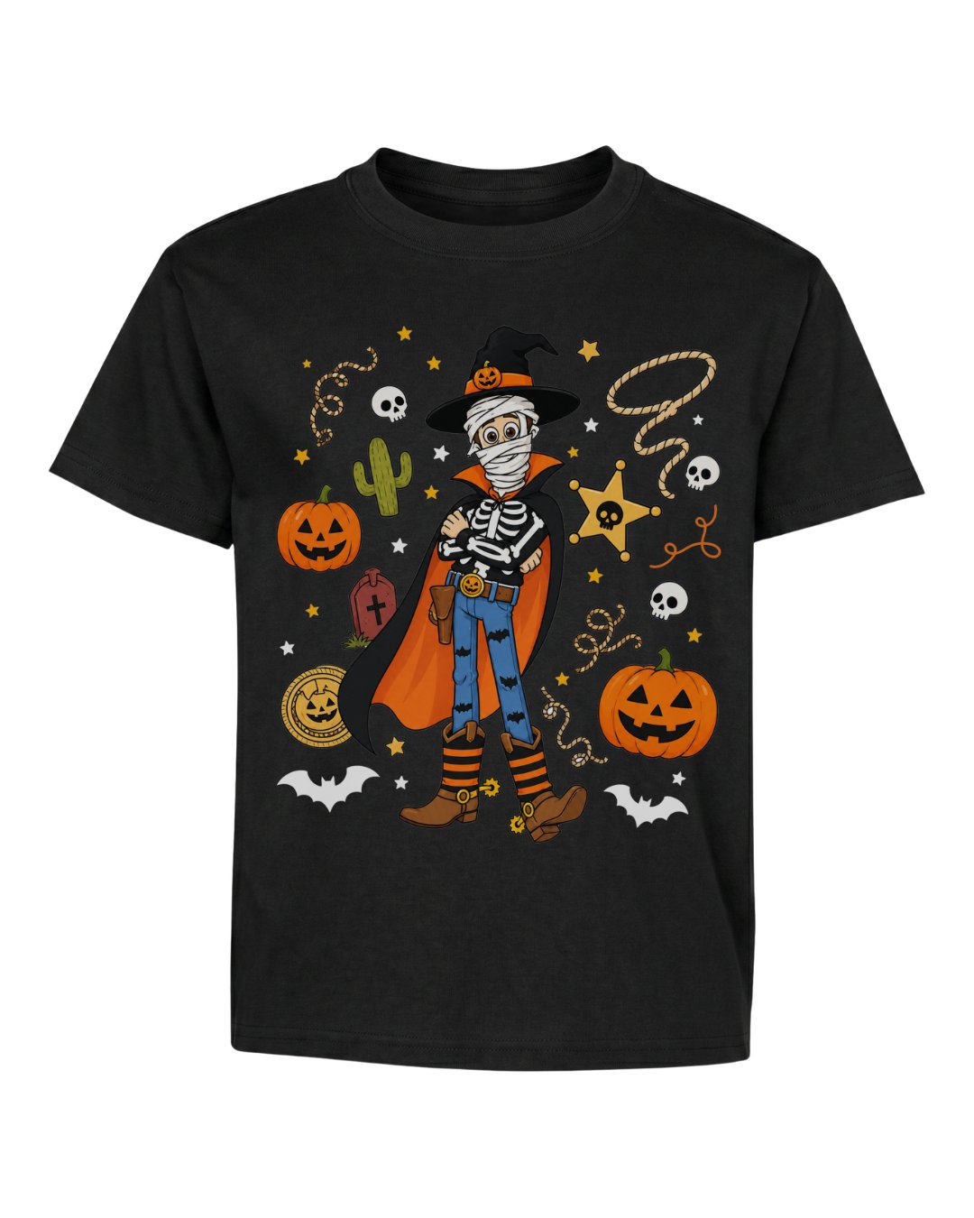 Spooky Cowboy Skeleton Youth Tee