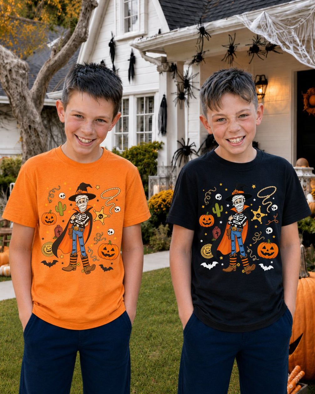 Spooky Cowboy Skeleton Youth Tee