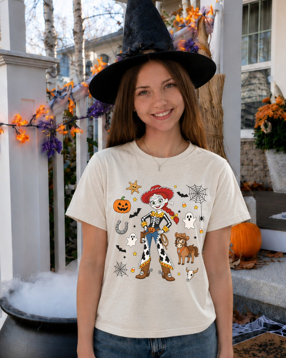 Spooky Cowgirl Skeleton Youth Tee